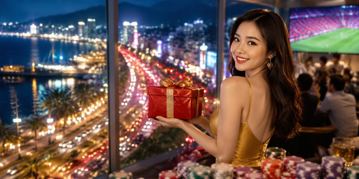 Máy slot game neon rực rỡ về đêm tại Nha Trang – trải nghiệm giải trí th9